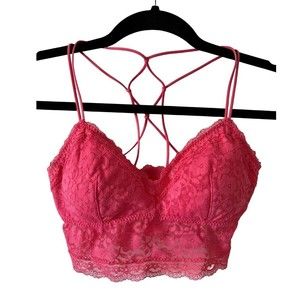 Gilly Hicks Abercrombie Pink Lace Bra Padded Sydney Racer Back Tshirt Bra Sz S